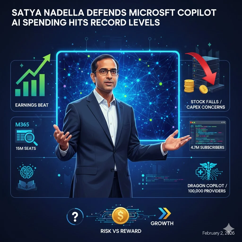 Satya Nadella Defends Microsoft Copilot as AI Spending Hits Record Levels
