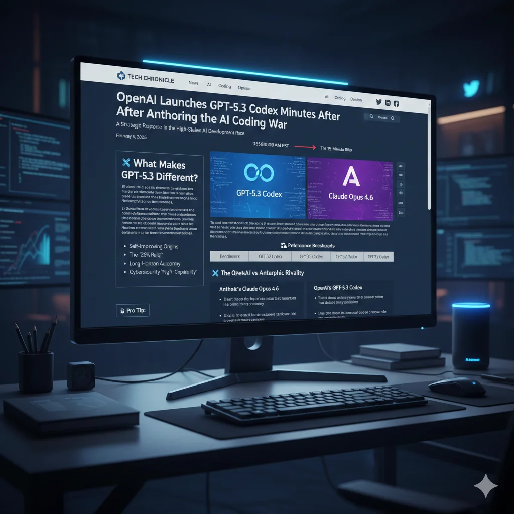 OpenAI Launches GPT-5.3 Codex Minutes After Anthropic, Escalating the AI Coding War