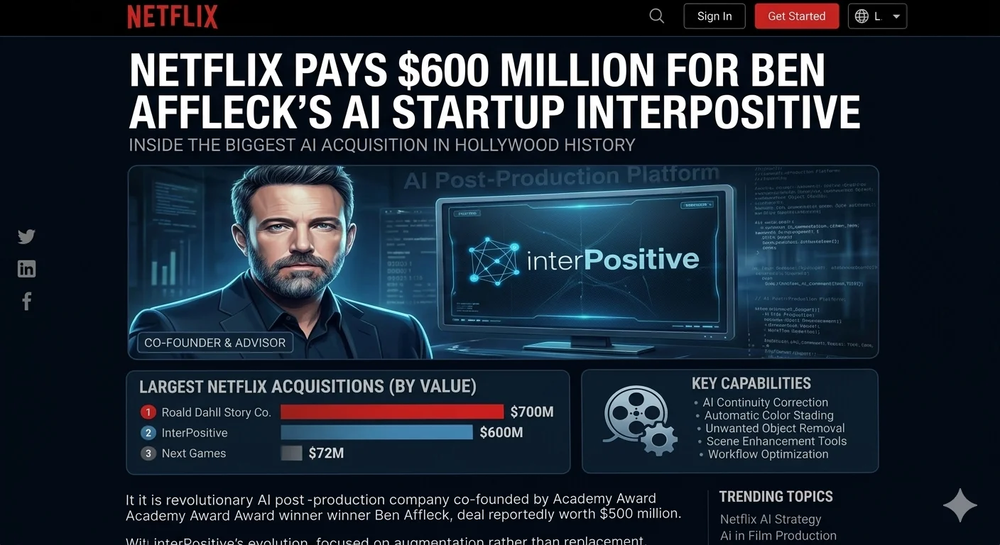 Netflix's $600 Million Mystery: Why Ben Affleck’s AI Startup is Their Biggest Bet Ever.